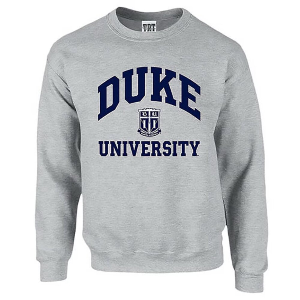 Duke University Arch Duke Crewneck Sweatshirt Gray Navy Blue Unisex Y2K Small